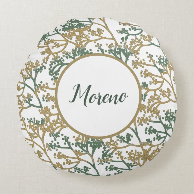 Coussins Ronds Nom Brush Beige Foliage (Devant)