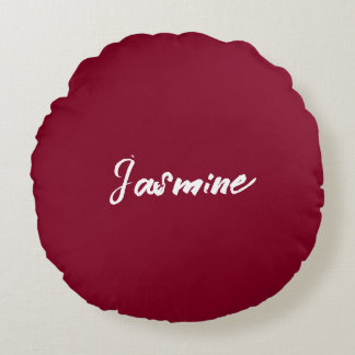Coussins Ronds Nom de calligraphie minimaliste mûre et blanc