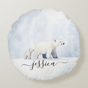 Coussins Ronds Nom de la famille de l'ours polaire arctique