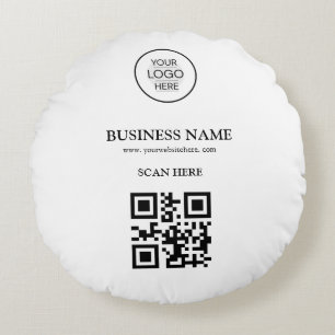 Coussins Ronds Nom d'entreprise personnalisé avec logo et code QR
