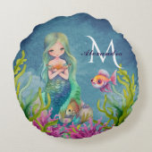 Coussins Ronds Nom du monogramme mignon Sirène (Dos)
