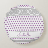 Coussins Ronds Nom du script mignon Pois pourpres pour filles (Dos)