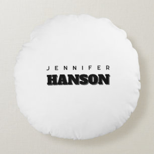 Coussins Ronds Nom moderne minimaliste noir et blanc professionne