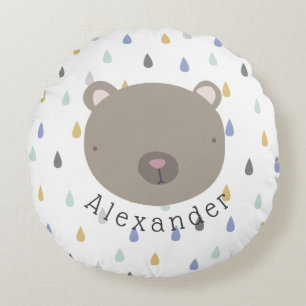 Coussins Ronds Nom personnalisable Cute Bear