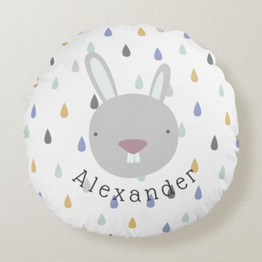 Coussins Ronds Nom personnalisable Cute Rabbit (Devant)