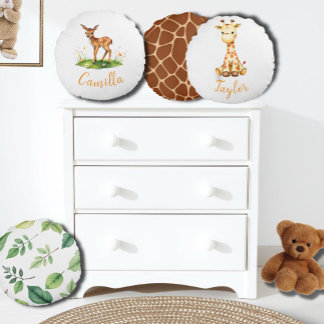 Coussins Ronds Nom personnalisé du cerf de Woodland