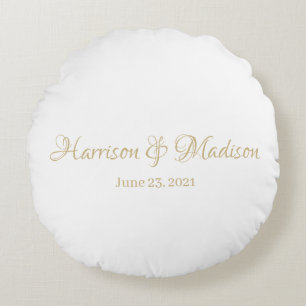 Coussins Ronds Nom personnalisé et Mariage de date