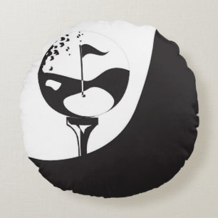 Coussins Ronds Nom personnalisé Hello Black and White Golf