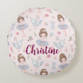 Coussins Ronds Nom personnalisé Ma douce Ballerina (Devant)