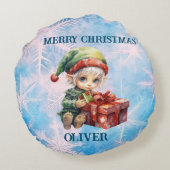Coussins Ronds Nom personnalisé Noël (Dos)