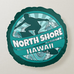 Coussins Ronds North Shore Hawaii turquoise surfer logo tour cous