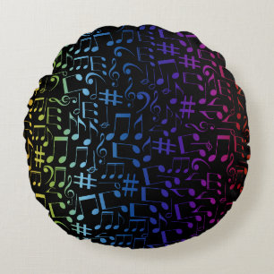 Coussins Ronds Notes de musique colorées Musiciens Amateurs de mu