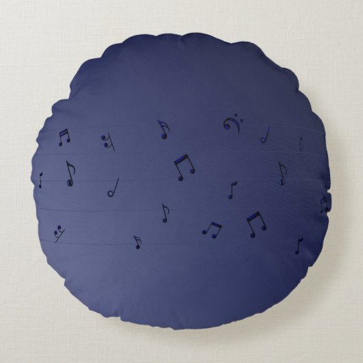 Coussins Ronds Notes musicales Dark Ombre Marine (Devant)