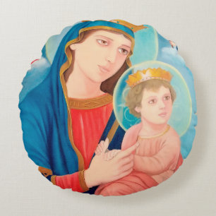 Coussins Ronds Notre-Dame de Perpétuel aide catholique