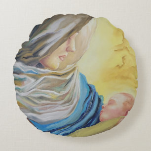 Coussins Ronds Notre Dame du Silence tenant le bébé Jésus