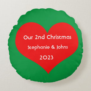 Coussins Ronds Notre deuxième Noël Ensemble Cute Red Heart 2023