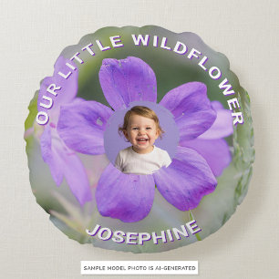 Coussins Ronds Notre petite fleur sauvage Lilas Géranium Photo pe