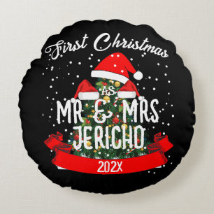 Coussins Ronds Notre premier Noël en tant que M. et Mme jeunes ma