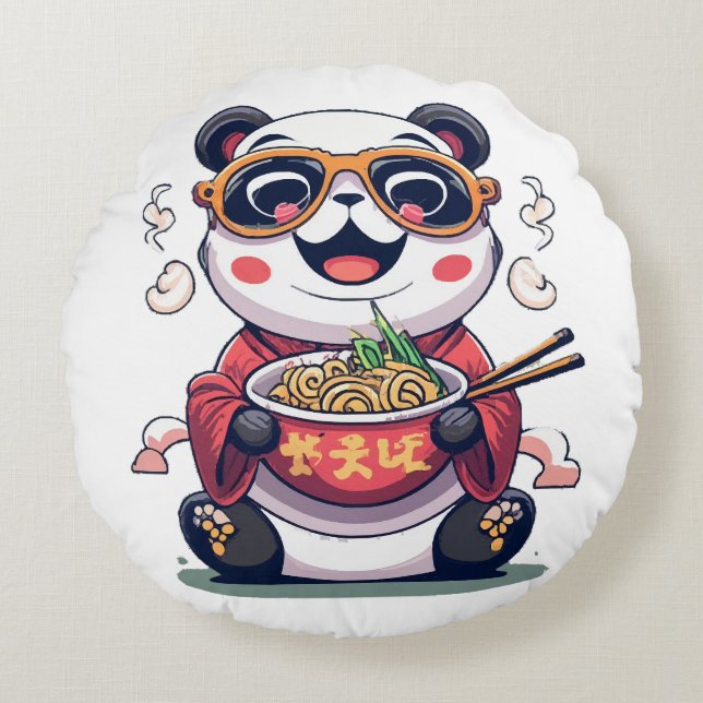 Coussins Ronds Nouilles de Panda (Devant)
