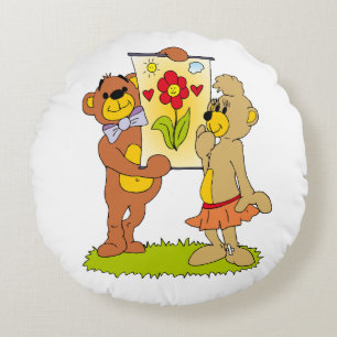 Coussins Ronds nounours amoureux