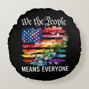 Coussins Ronds Nous Le Peuple Signifie Tout Le Monde Arc-en-ciel