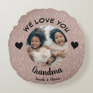 Coussins Ronds Nous vous aimons Mamie personnalisée photo & texte