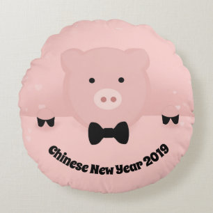 Coussins Ronds Nouvel An chinois 2019 Un cochon de terre dans une