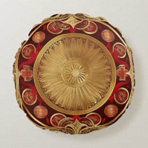 Coussins Ronds Nouvelle année lunaire moderne motif asiatique mod
