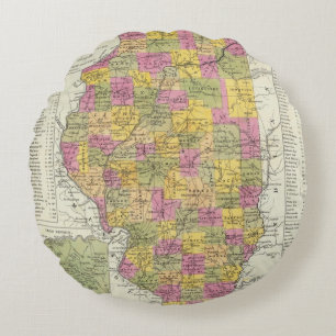 Coussins Ronds Nouvelle carte de l'Illinois