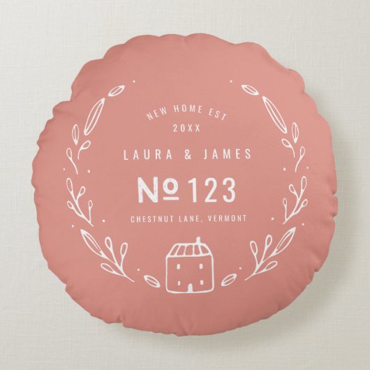 Coussins Ronds Nouvelle maison dessin floral à la main (Devant)