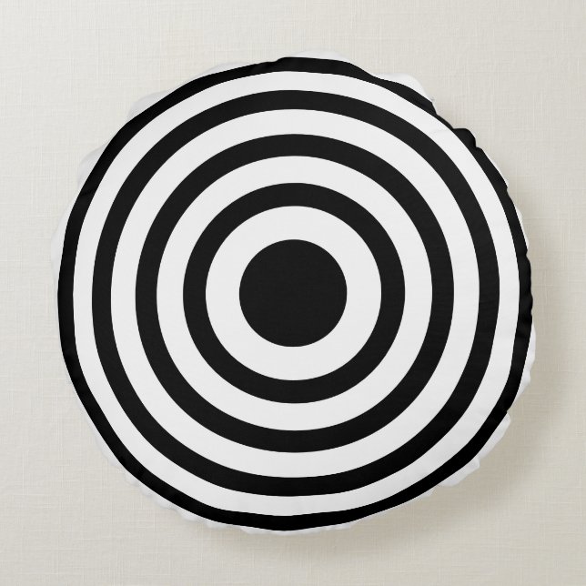 Coussins Ronds Novelty Black and White Bullseyes Cercles (Dos)
