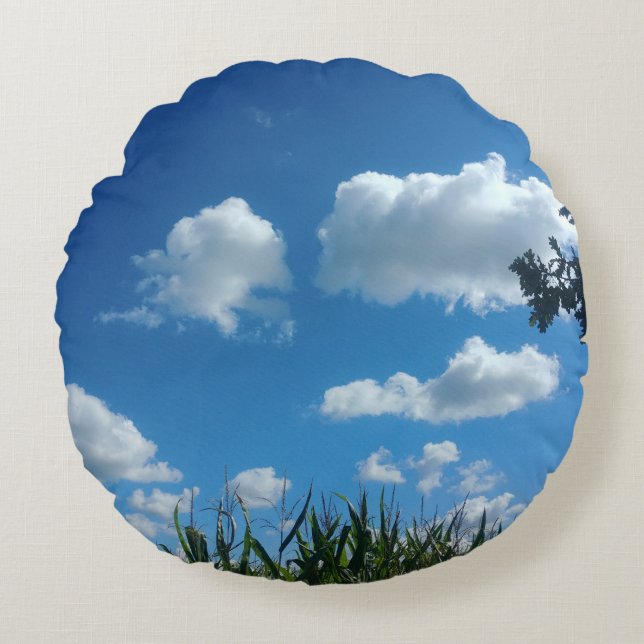 Coussins Ronds Nuages Et Ciel Bleu (Devant)