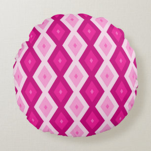 Coussins Ronds Nuances de motif de diamant fuchsia