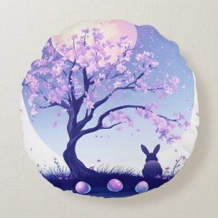 Coussins Ronds Nuit du Lapin Lunaire
