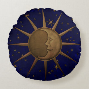 Coussins Ronds Nuit étoilée de lune céleste de Sun