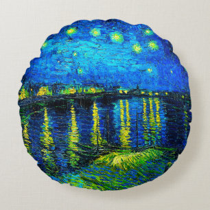 Coussins Ronds Nuit étoilée sur le Rhône par Vincent Van Gogh