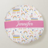 Coussins Ronds Nursery de bébé arc-en-ciel de lama mignon (Dos)