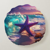 Coussins Ronds Ocean beach with violet starfish (Dos)