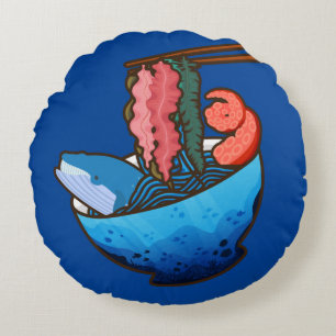 Coussins Ronds Ocean Ramen Tentacle Kelp Whale Food Nature