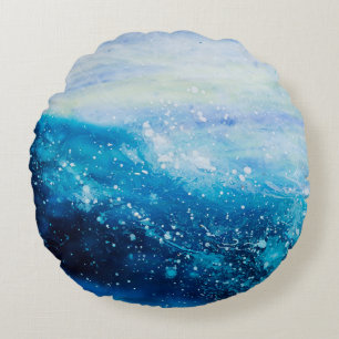 Coussins Ronds Ocean wave painting, sea foam
