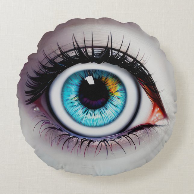 Coussins Ronds OEil bleu et cils (Devant)