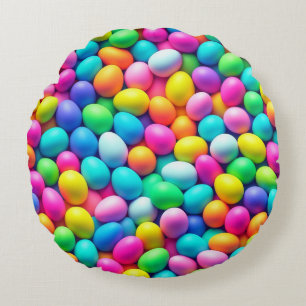 Coussins Ronds Oeuf de Pâques aux couleurs vives/Printemps