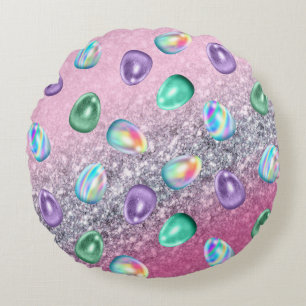 Coussins Ronds Oeuf de Pâques Pink Violet Tie Tee Parties scintil