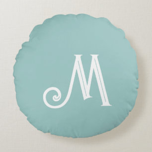 Coussins Ronds Œufs Monogramme Bleu Coquille