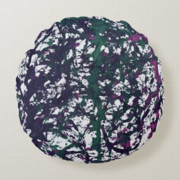 Coussins Ronds Œuvre d'art violet, vert, rose, marbre