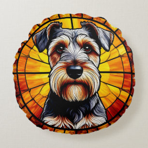 Coussins Ronds Œuvres d'art de chiens terriers