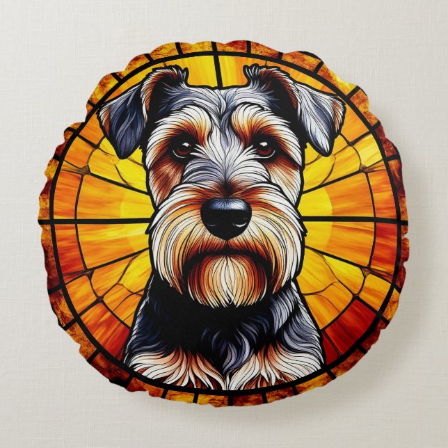 Coussins Ronds Œuvres d'art de chiens terriers (Devant)