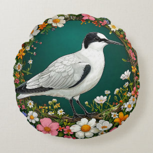 Coussins Ronds Oiseau coloré au cadre floral