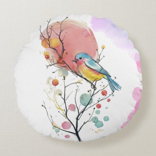 Coussins Ronds oiseau mignon (Devant)