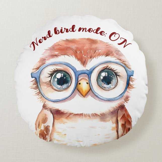 Coussins Ronds Oiseau Nerd geek (Devant)